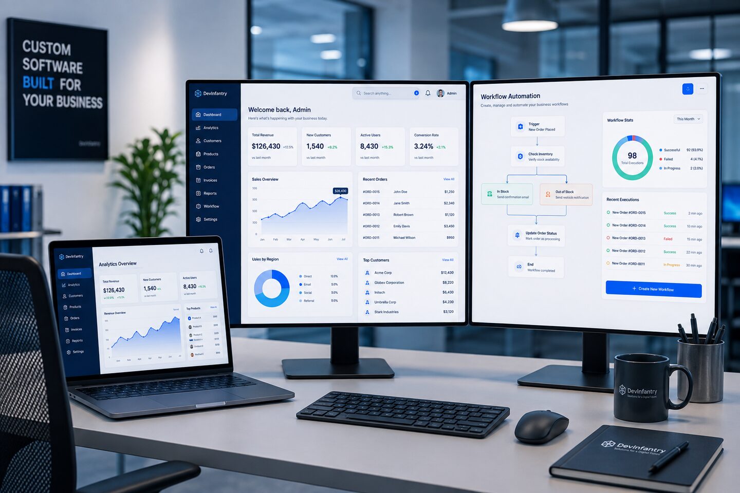 Custom business software interface