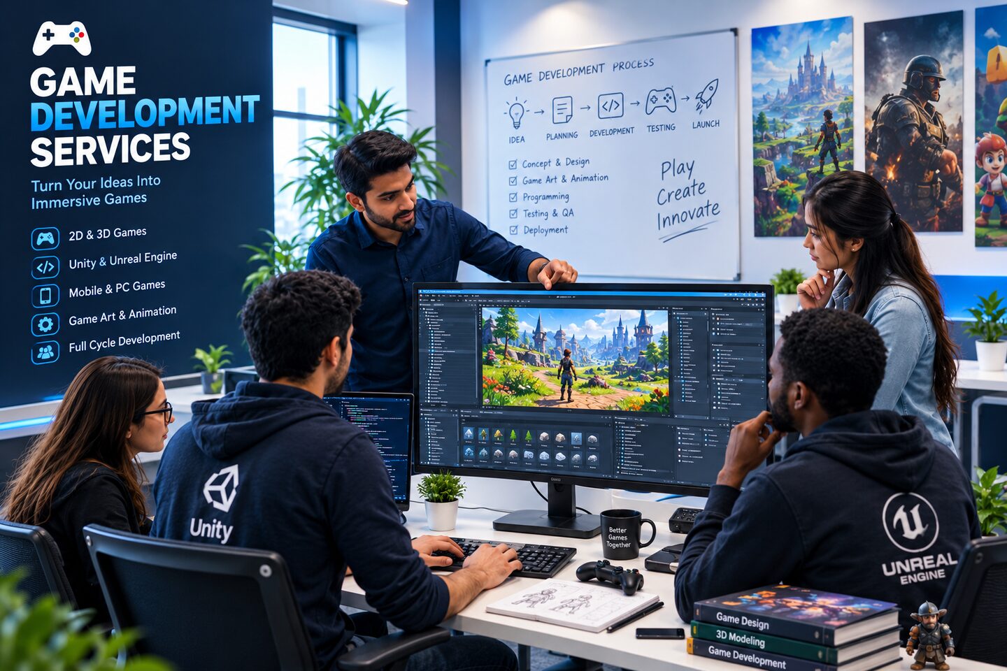 Game environment being built in a 3D engine